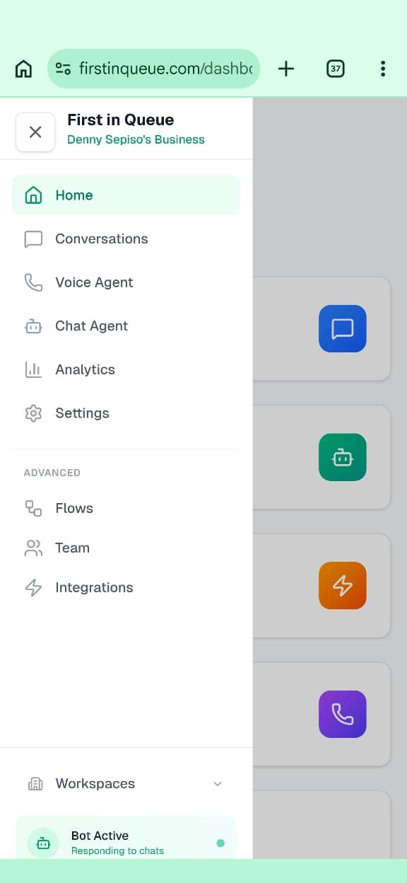 FirstInQueue queue and appointment management app interface screenshot 1